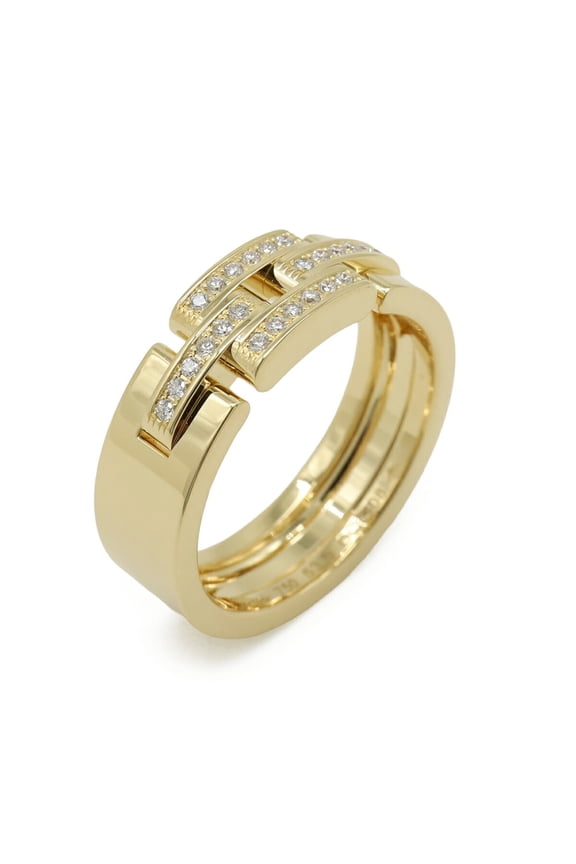 Pre-Owned Cartier Maillon Panthre Ring, Half Pave, 18K Yellow Gold (750YG), Diamonds, Size #53