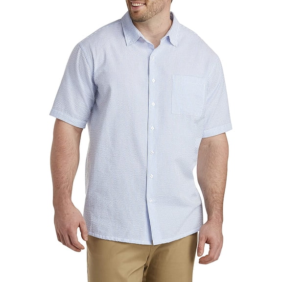 Oak Hill by DXL Men's Big and Tall Seersucker Stripe Sport Shirt, Ultramarine, 2XLT