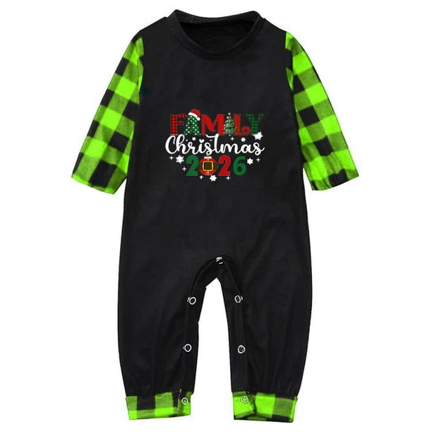 Pijamas familiares europeos con estampado navideño de moda, traje para padres e hijos, monos de poliéster para bebés.