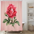 thumbnail image 3 of Red Rose Shower Curtain, Pink Floral Shower Curtain Set, Valentine Flower Shower Curtains for Bathroom, Waterproof Fabric with 12 Hooks, 72 x 72 Inches, 3 of 6