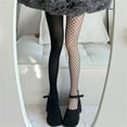 thumbnail image 3 of Misright Women's AB Asymmetrical Color Blocked Tights Gothic Fishnet Velvet Pantyhose, 3 of 21