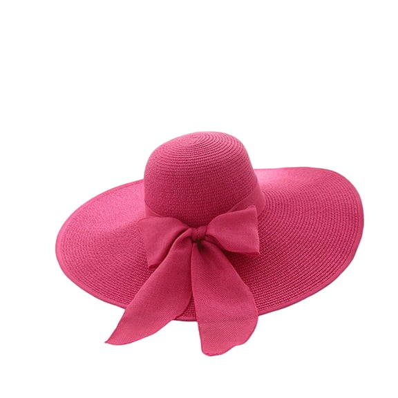 Domuza Sun Hats Women Uv Sun Protection Elegant Straw Hat Summer 2026 Outdoor Travel Sunshade Hat Hot Pink