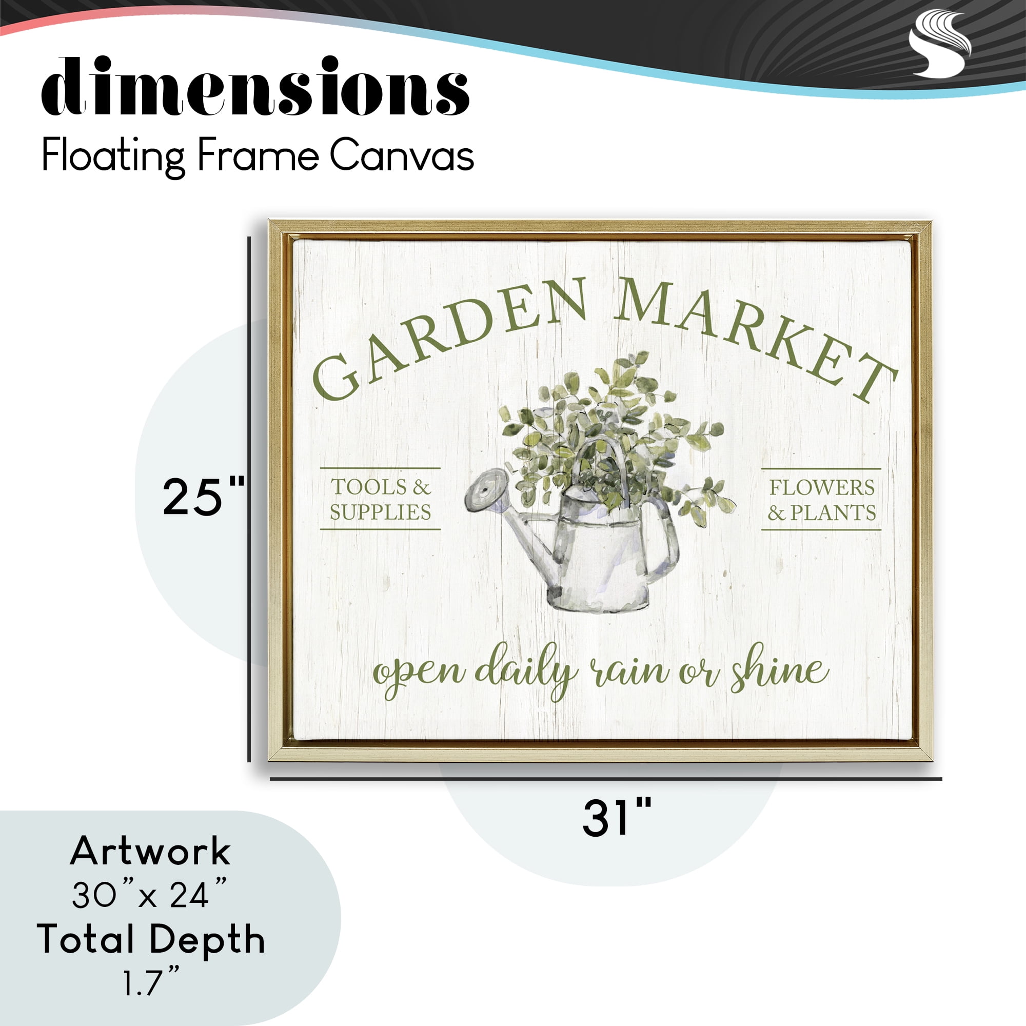Stupell Industries Open Daily Garden Market Gold Framed Floater Canvas Wall Art, design by Sally Swatland