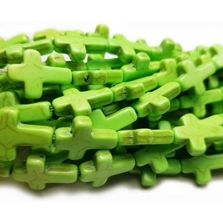 12x15mm 16" Strand Green Howlite Cross Beads ForJewelry Making
