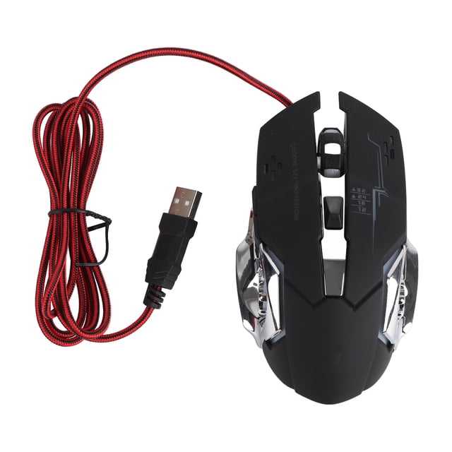 Ratón con cable Puerto USB negro Iluminación para juegos Accesorios ópticos ajustables para computadora