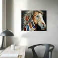 thumbnail image 4 of ONETECH  Horse Native American Decor Colorful Southwestern Indian Horse Canvas Wall Art Framed Poster Prints Native Indian Horse Picture Artwork Home Bedroom Living Room  20x16in, 4 of 6