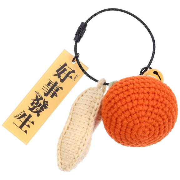 COSMOBETTY 1 Pc Hand Knitted Pumpkin Textile Pendant Metal Bag Charm