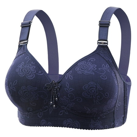 Weikingp bras for women  Thin Laceless Comfortable Breathability Underwear Large Size Brater Buckle Female Bra V Neck Vest Bralette Wireless Bra push up bra plus size lingerie clearance Blue 40
