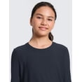 thumbnail image 4 of CRZ YOGA Girls Cloudweight Long Sleeve Athletic Shirts Active Sports Casual Tees Crew Neck Side Slit Winter Kids Teen, 4 of 5