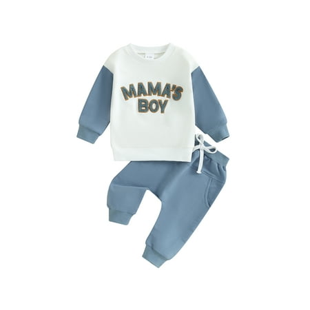 

Toddler Baby Boys Fall Winter Outfits Mama s Boy Letters Print Long Sleeve Sweatshirt Pants Sets Infant Baby Cute Clothes