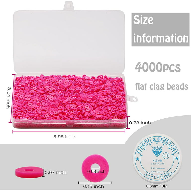 Kissitty About 3800~4000pcs 5/32 inch Light Pink Flat Round Polymer Clay  Spacer Beads Heishi Handmade Loose Beads Disc Rondelle for Earring Bracelet