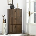 thumbnail image 2 of HOMCOM Armoire de Rangement pour Chaussures avec 3 Tiroirs Basculants pour 18 Paires de Chaussures, Noyer, 2 of 10