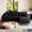 Black, variant on LJAN Modern 95 Inch L Shaped Sofa Couch with Compressed Cloud Modular Section in Soft Corduroy Fabric Right Facing Chaise Lounge for Cozy Home Seating Solution