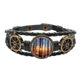 thumbnail image 1 of Paisaje natural de luz y oscuridad de ciencias forestales Pulsera marina tejida en cuero, 1 of 4