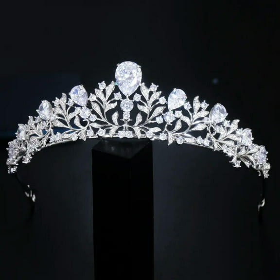 Silver Plated CZ Princess Headwear Tiaras Crowns Bridal Wedding Hair Accessories
