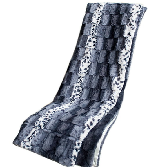George & Jimmy Animal type Leopard Cat Grey Black Faux Mink Light Throw Blanket 50" X 70" with 14.5 oz filling