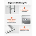 thumbnail image 4 of VEVOR 3 Compartment Sink, 18-Gauge 304 Stainless Steel, 10" x 14" x 10" Bowl Size, 3 Bay Commercial Kitchen Prep & Utility Sink with 2 Drainboards and Backsplash for Restaurant, Food Truck & Home Use, 4 of 9