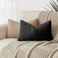 thumbnail image 5 of Set of 2, Decorative Textured Boucle Throw Pillow Covers Accent Solid Lumbar Pillow Cases Cozy Couch Cushion Case for Chair Sofa Bedroom Living Room Home Decor 12 x 20 Inch Black, 5 of 7