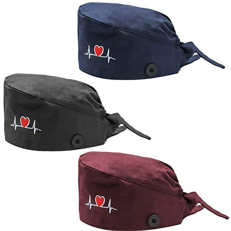 

NECHOLOGY Tops Cap 3PC Printed Button Work Hat Casual Unisex Scrub Cap College Football Visor Hats Hat Multicolor One Size