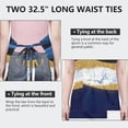 thumbnail image 6 of Blue and Gold Marble Glitter Waves Pattern Apron-Garden Aprons for Women with Pockets-Cotton Linen Waterproof Kitchen Cooking Gardening Aprons Adjustable for Kitchen,Cooking,BBQ and Salon 33x27 Inch, 6 of 7