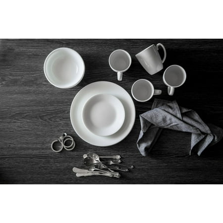 Corelle Livingware Durable Glass Dinnerware Winter Frost White - 16 CT