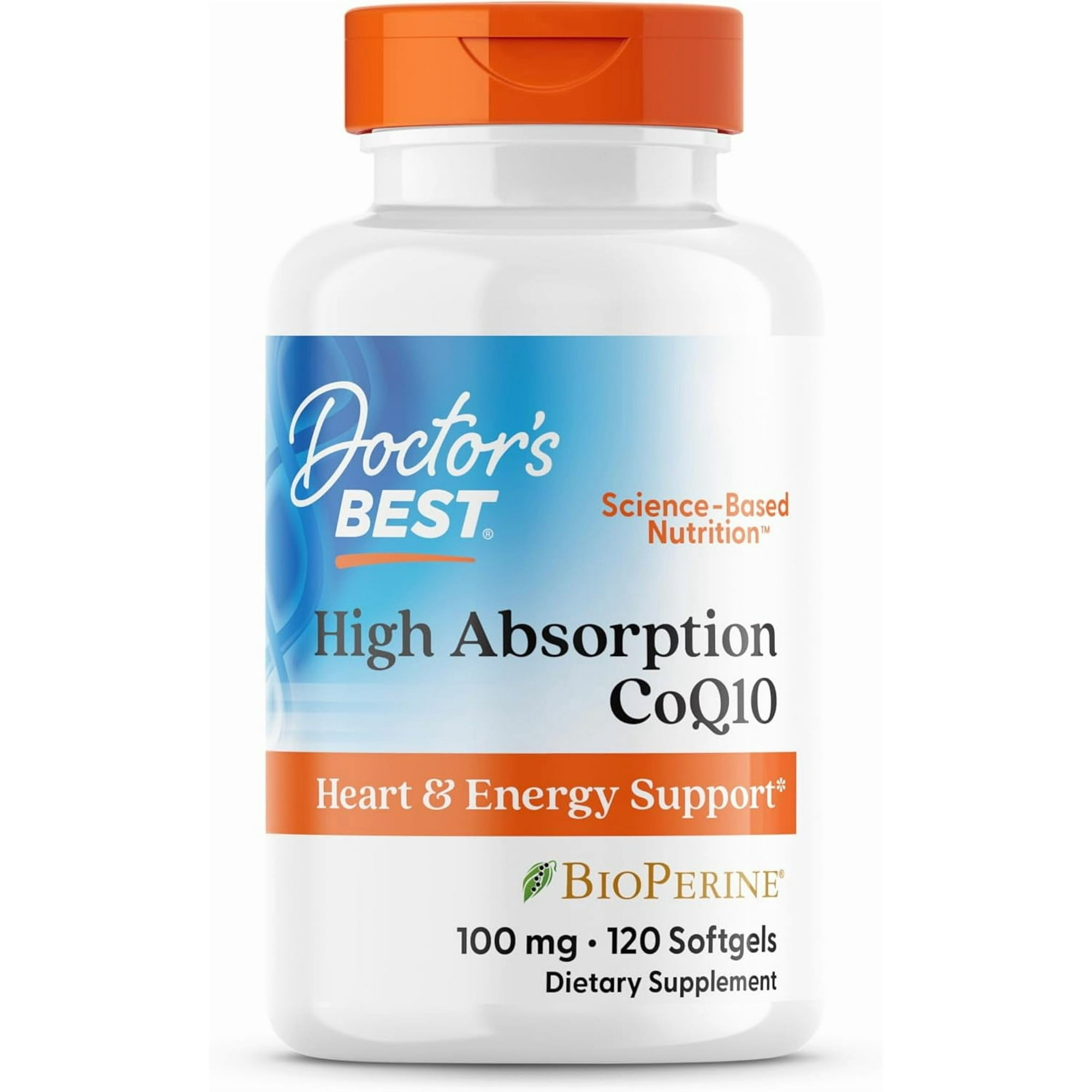 Doctor's Best High Absorption CoQ10 with BioPerine, Gluten Free, Naturally Fermented, Heart Health, Energy Production, 100 mg, 120 Count