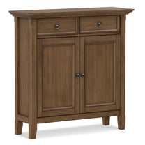 Simpli Home Amherst 36 inch Wide Solid Wood Transitional Entryway Storage Cabinet in Rustic Natural Aged Brown