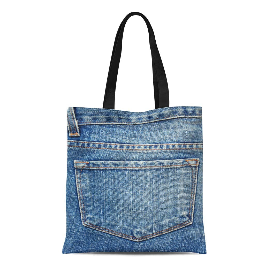 Blue Denim Front Pocket Design Tote Bag Shopper Bag Shoulder Beach 