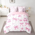 thumbnail image 2 of Castle Fairy Kids Kawaii Cherry Bow Twin Bedding Sets,Dreamy Bowknot Bedding Comforter Set, 2 of 8