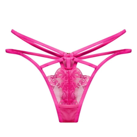 HYSYSB Crotchless Underwear for Women thongs for Women plus Size G String thong Panties for Women women Pants Underwear Thong Sexy Ladies Briefs Lace micro Thongs for Women Watermelon Red One Size