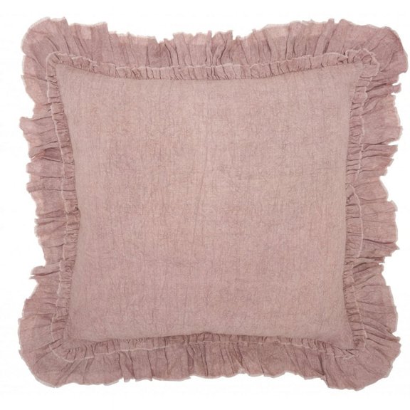 Dainty Ruffle Edged Pink Throw Pillow