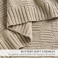 thumbnail image 3 of EVERGRACE Modern Checkered Chenille Throw Blanket, Soft Cozy Plaid Knitted Blanket for Sofa & Couch, Decorative Knit Throw for Bed and Living Room, Sand Dune, 60" x 80", 3 of 8