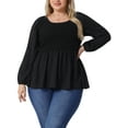 thumbnail image 1 of Blusa de Chiffon para Mujer Agnes Orinda Talla Grande con Cuello Redondo, Manga Larga y Peplum, 3X Negra, 1 of 6