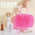 thumbnail image 3 of Hot Pink Star Large Cosmetic Bag, 12 x 5 x 8 inch Travel Pouch with Handle for Makeup, Travel Essentials, Pink, 3 of 9