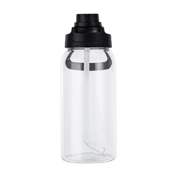 Billuyoard Vaso de paja de vidrio, portátil, de gran volumen, 1350ml, resistente al calor, Color sólido, mango de elevación de repuesto, botella de agua Teteras Negro Billuyoard HA080639-03
