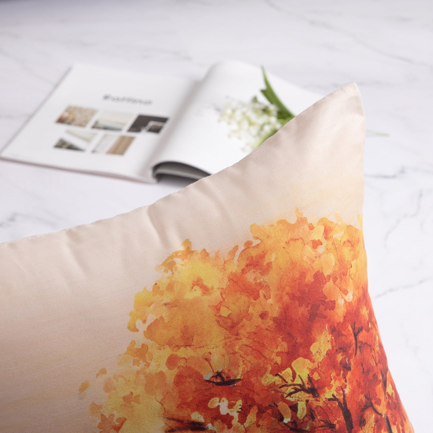 Phantoscope Season Series Decorative Throw Pillows, Autumn Golden Leaves, 18  x 18, set of 4 