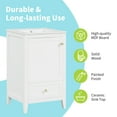 thumbnail image 4 of 20" Bathroom Vanity with Sink & Storage, Real Wood Cabinet with Soft-Close Door & Drawer, White, Compact Bathroom Organization Solution, 4 of 9