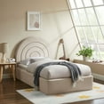 thumbnail image 2 of Platform Bed Frame, Twin, Gray, Velvet, Hotel Bedroom, Modern Contemporary, HB38097, 2 of 9