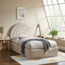Modway Solana Arched Performance Velvet Twin Platform Bed in Almond
