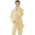 thumbnail image 1 of Conjunto de pijamas de franela de YellowMWomen, cárdigan de lana de manga larga informal, ropa de dormir cálida para, 1 of 5