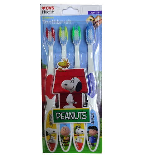 Photo 1 of (2 pack) Cvs Toothbrushes 4Pc Peanuts DesignToothbrush 