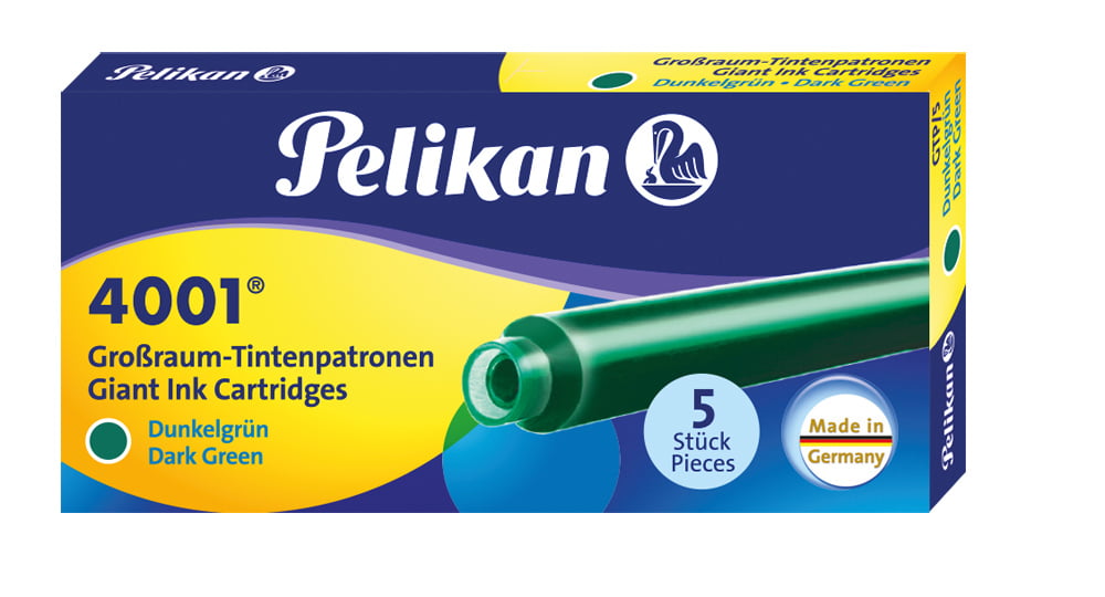 Pk/6 Pelikan 4001 Fountain Pen Ink Cartridges-Brilliant Black