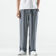 thumbnail image 3 of Men Pants Loose Straight Elastic Waist Casual Loose Lounge Trousers Solid Color, 3 of 8