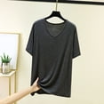 thumbnail image 2 of biudgviw Women's Plus Size Tops Casual Short Sleeve V Neck T Shirts Oversized Soft Modal Basic Tees Summer Undershirts, 2 of 5