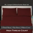 thumbnail image 2 of BedDecor - All Weather RV Camper Sheet Set (Burgundy/30"x80"/Drop Length-25") | 600 Thread Count Egyptian cotton | 1 Piece Fitted Sheet 1 Piece Flat Sheet & 2 Piece Pillow Cover, 2 of 3