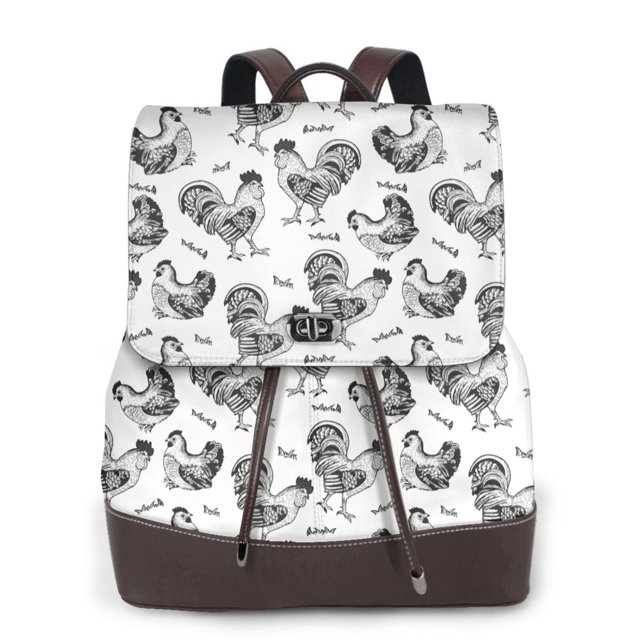 Easygdp Retro Rooster Mochila de Cuero para Mujeres, Bolso de Hombro, Bolsos de Mano de Moda para Trabajo y Viajes