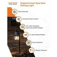 thumbnail image 6 of Gama Sonic Black Solar Garden Light, Shepherd Hook Style Landscape Solar Pathway Light, Resin Acrylic Lamp, Cast Aluminum Post, 21 inch Tall for Walkway and Gardens Bright 80 Lumens, 1 Pack (148101), 6 of 11