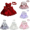 thumbnail image 1 of 2 Pcs Robe de Noël pour Tout-Petit Fille Bébé Princesse Filles Mignonne Nœud Papillon Robe de Fête Robes, 1 of 5