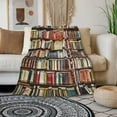 thumbnail image 3 of Library Bookshelf Fleece Throw Blanket Ultra Soft Cozy Blooming Decorative Flannel Blanket All Season for Home Couch Bed Chair Travel 50x60in, 3 of 6