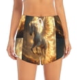 thumbnail image 2 of Susaid Golden Winged White Horse Print Women's High Waisted Running Shorts Quick Dry Athletic Gym Track Workout Shorts Zip Pocket-Medium, 2 of 7